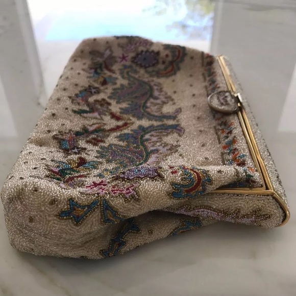 BASS BY JOSEF VINTAGE HANDMADE BEADED CLUTCH - Picture 5 of 16
